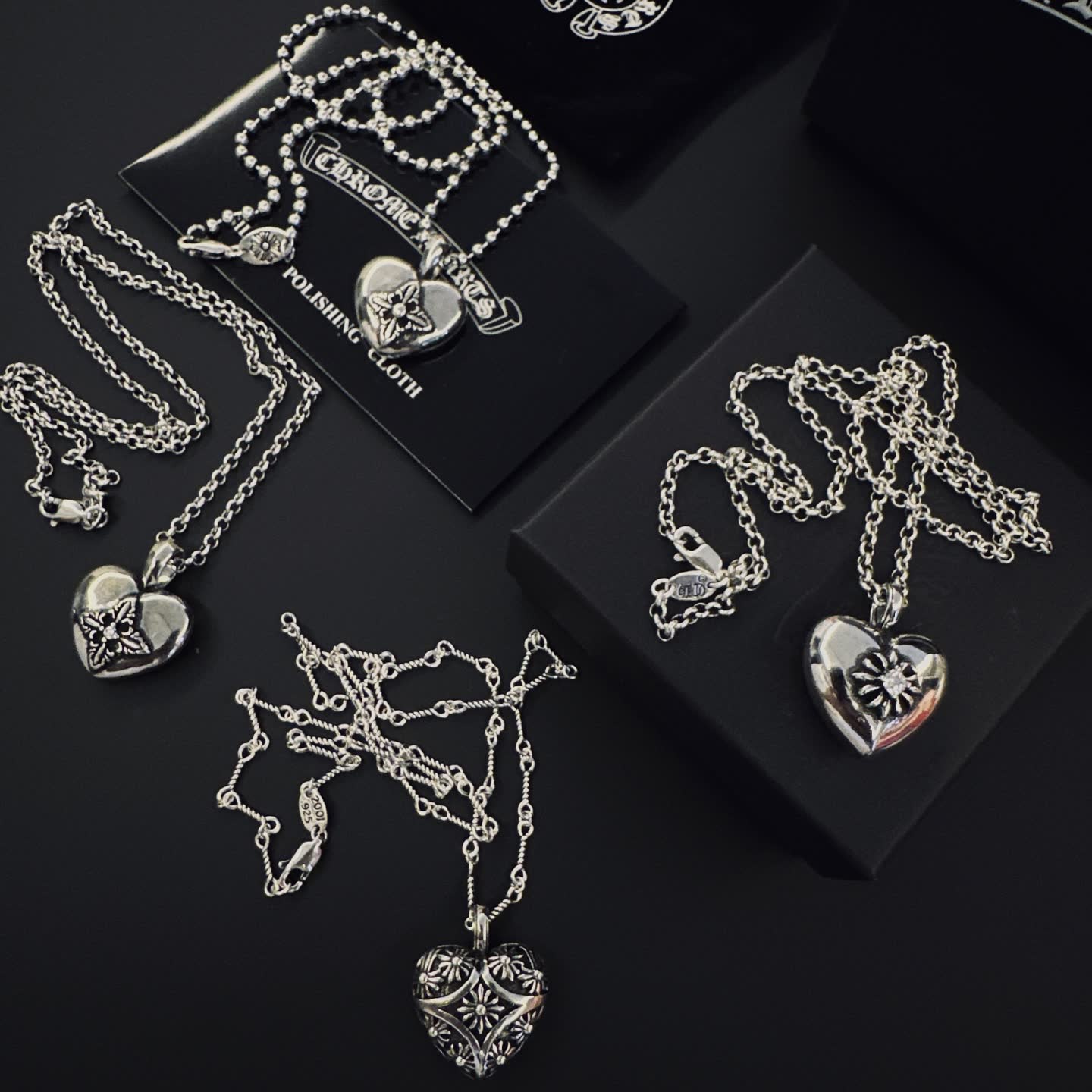 Chrome Hearts Silver Heart Locket Necklace